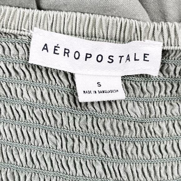 Aeropostale Babydoll Tiered Dress Small Green Spaghetti Strap Y2K Boho Festival - Picture 6 of 8